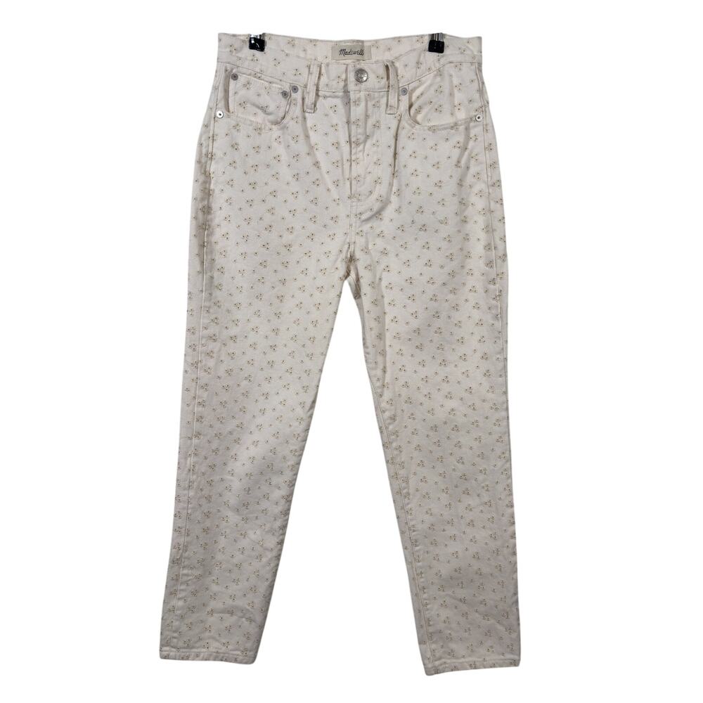 Madewell Jeans Womens 27 White Perfect Vintage Straight Embroidered Eyelet